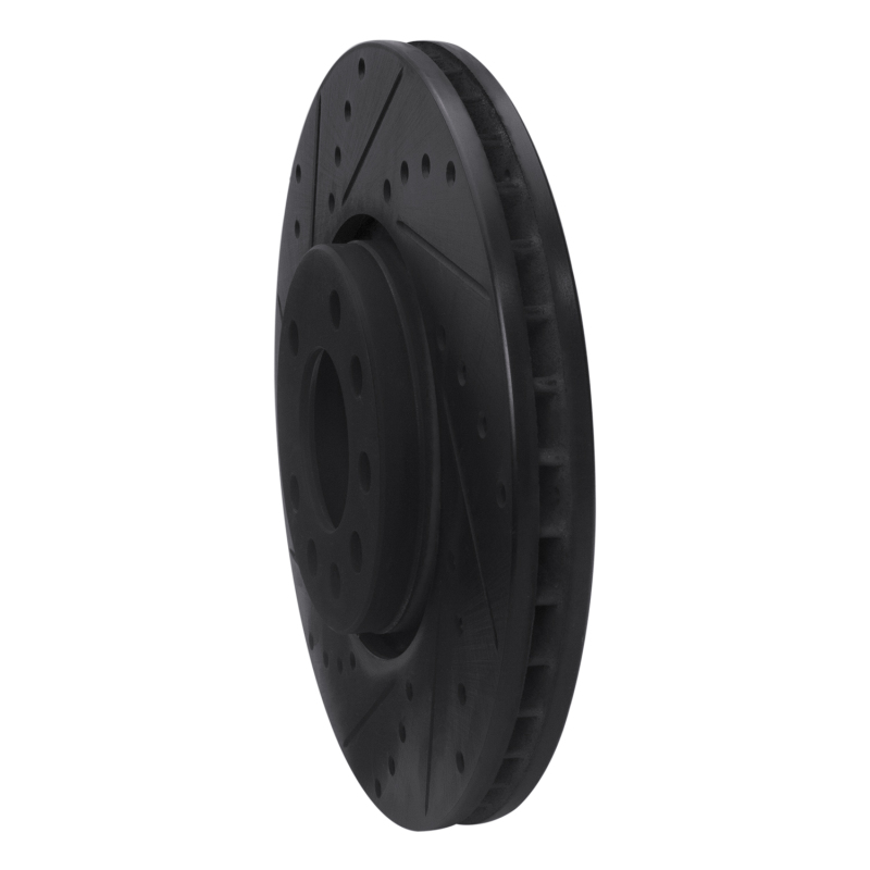 Cadillac BLS Brake Rotor (1) - Front Left - R1 Concepts - Drilled & Slotted - Black - `03-`11